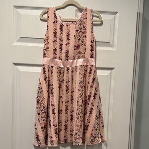 BCBGirls Pink Floral Satin-Trim Sleeveless Dress